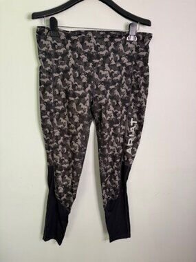 Ariat Tek Women's Periscope Camo Horse Pattern Riding Tights Full Seat Grip Lg